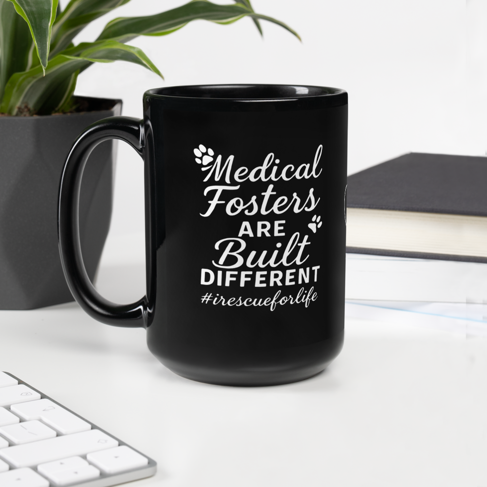Medical Fosters Are Built Different double sided with paw mug black
